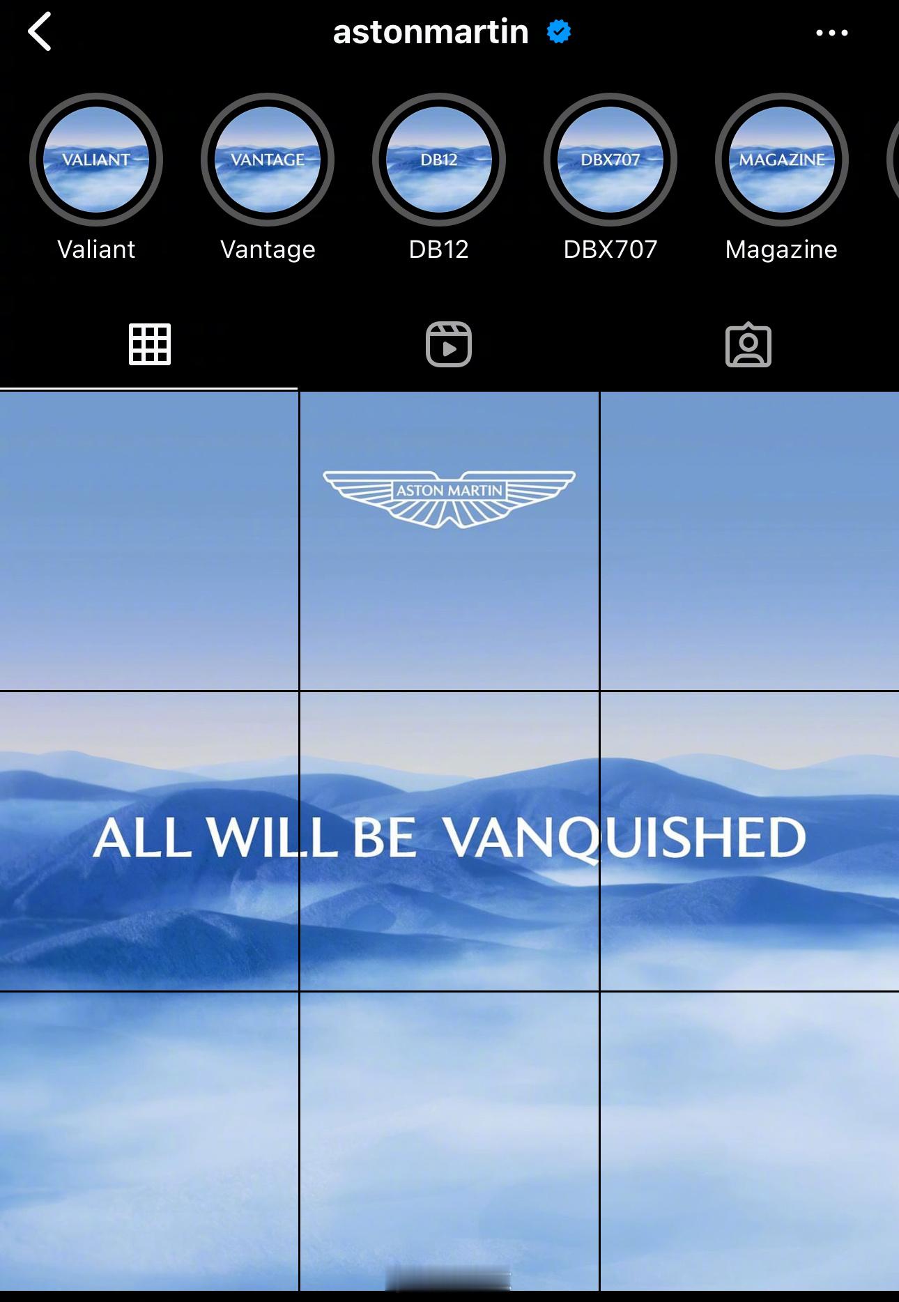 阿斯顿马丁官方ins清空了以前的的贴文～像极了欧美明星的操作[允悲]所有社交媒体