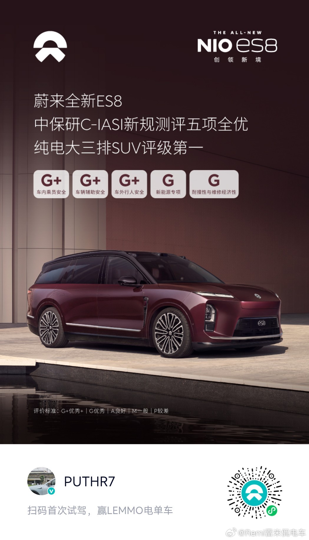 中保研C-IASI新规测评五项全优，纯电大三排SUV评级第一需要重点提醒一下：车