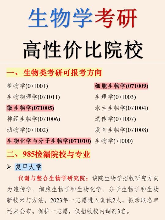 生物学考研👩‍🎓好上岸➕高性价比院校‼