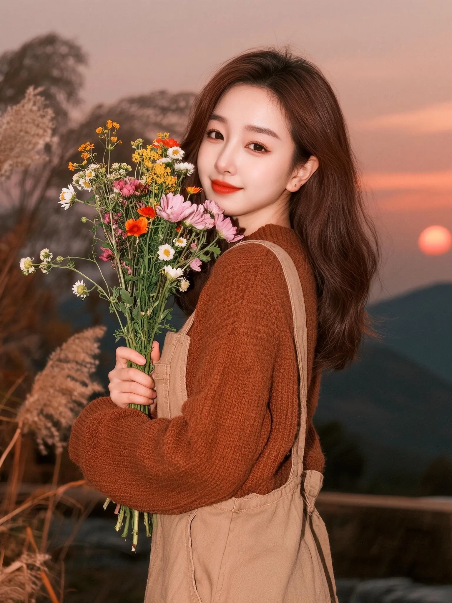 AI落日花束照 随变ai随便玩