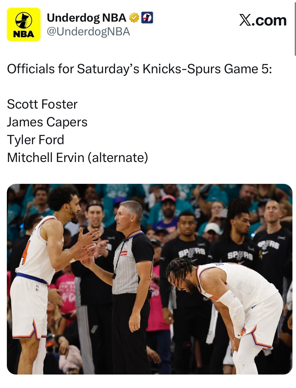 Game5主裁判，福斯特。 