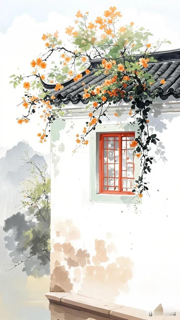 白墙黛瓦，繁花满枝｜中式美学壁纸