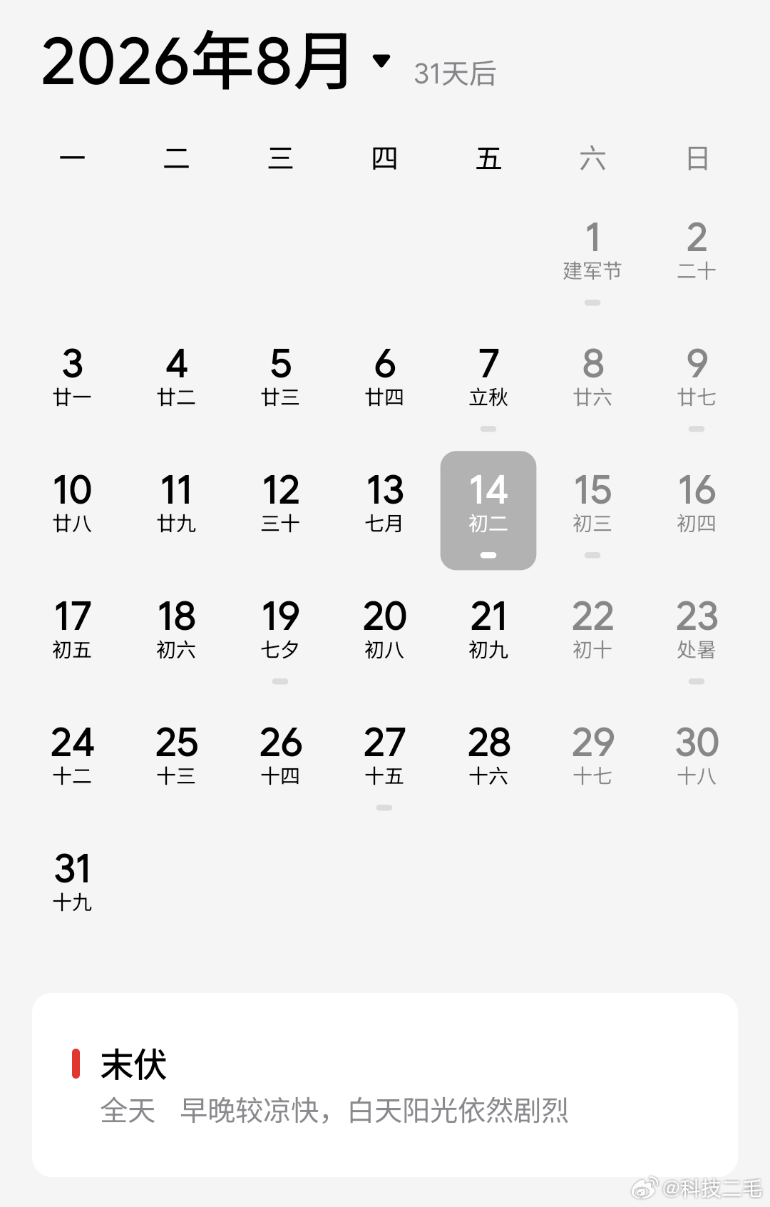 加长版三伏天要来了台风一过，加长版三伏天就来了，今年还是超长长长长的三伏天，总计
