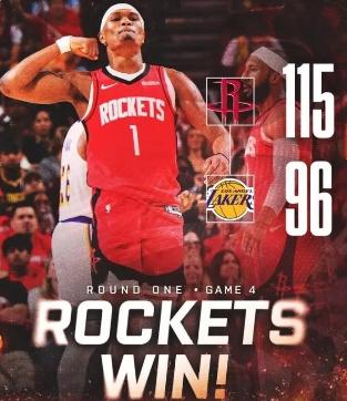 火箭官方真是太能得瑟了！今天火箭在主场以115：96大胜湖人，将系列赛的大比分扳