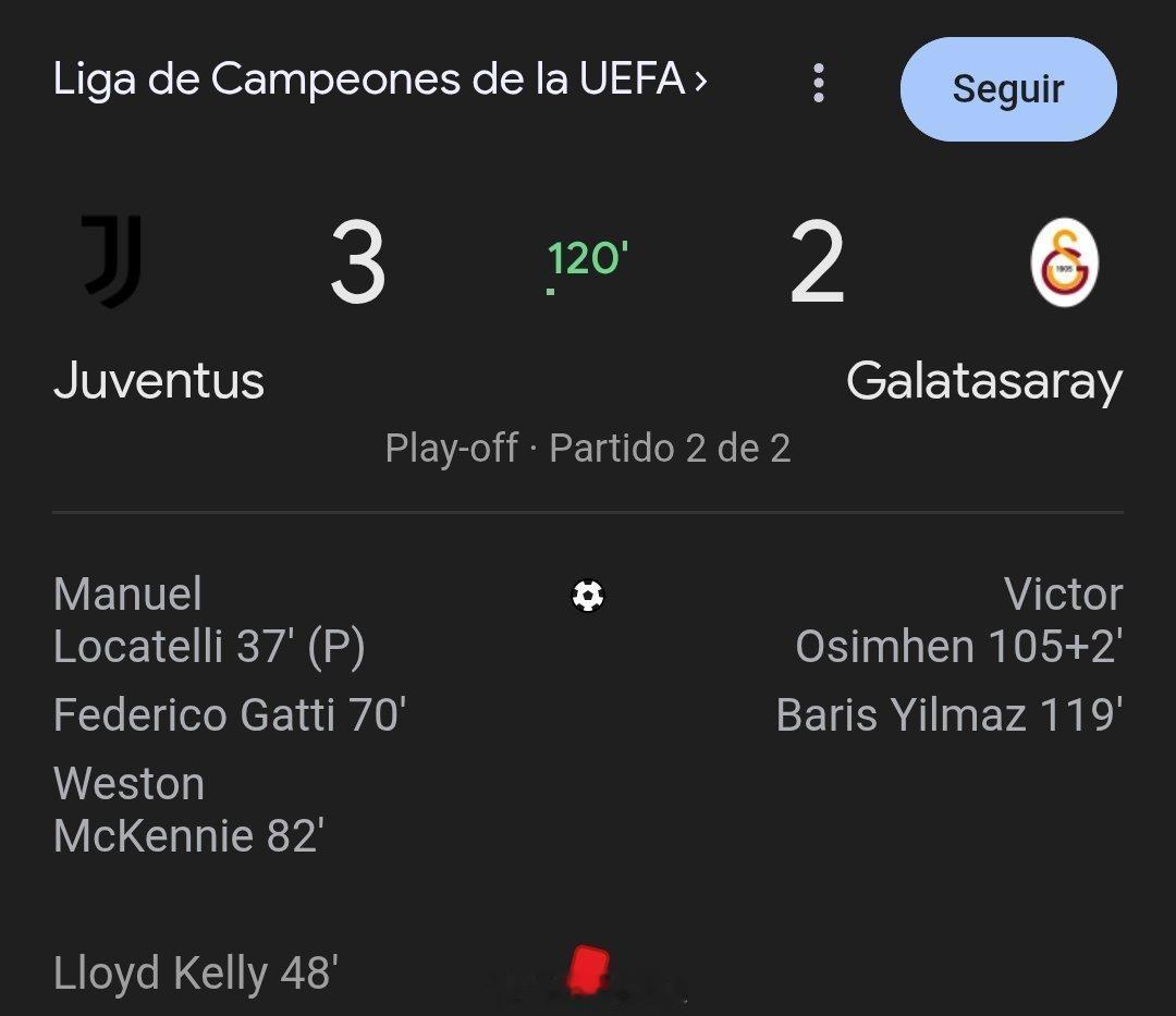 继国际米兰之后，意甲另一支强队尤文图斯亦无缘欧冠淘汰赛🇮🇹在与加拉塔萨雷比赛