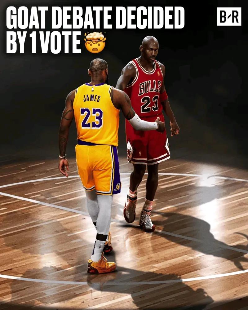 美媒这两天评选NBA历史百大球星，詹姆斯一票之差输给乔丹，应该还有机会吧！

因