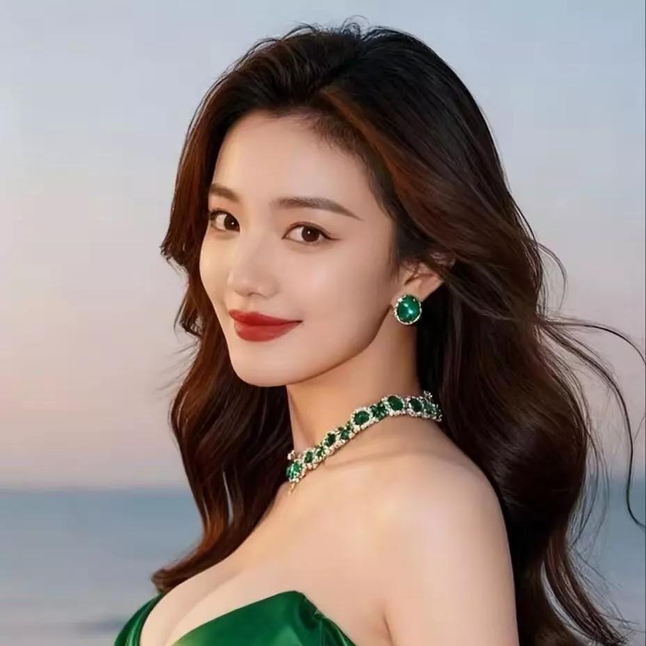 海边的迷人时刻，绿宝石般的光芒海边微笑美影 海边暖夕氛围 海边氛围感 梦幻海滩日
