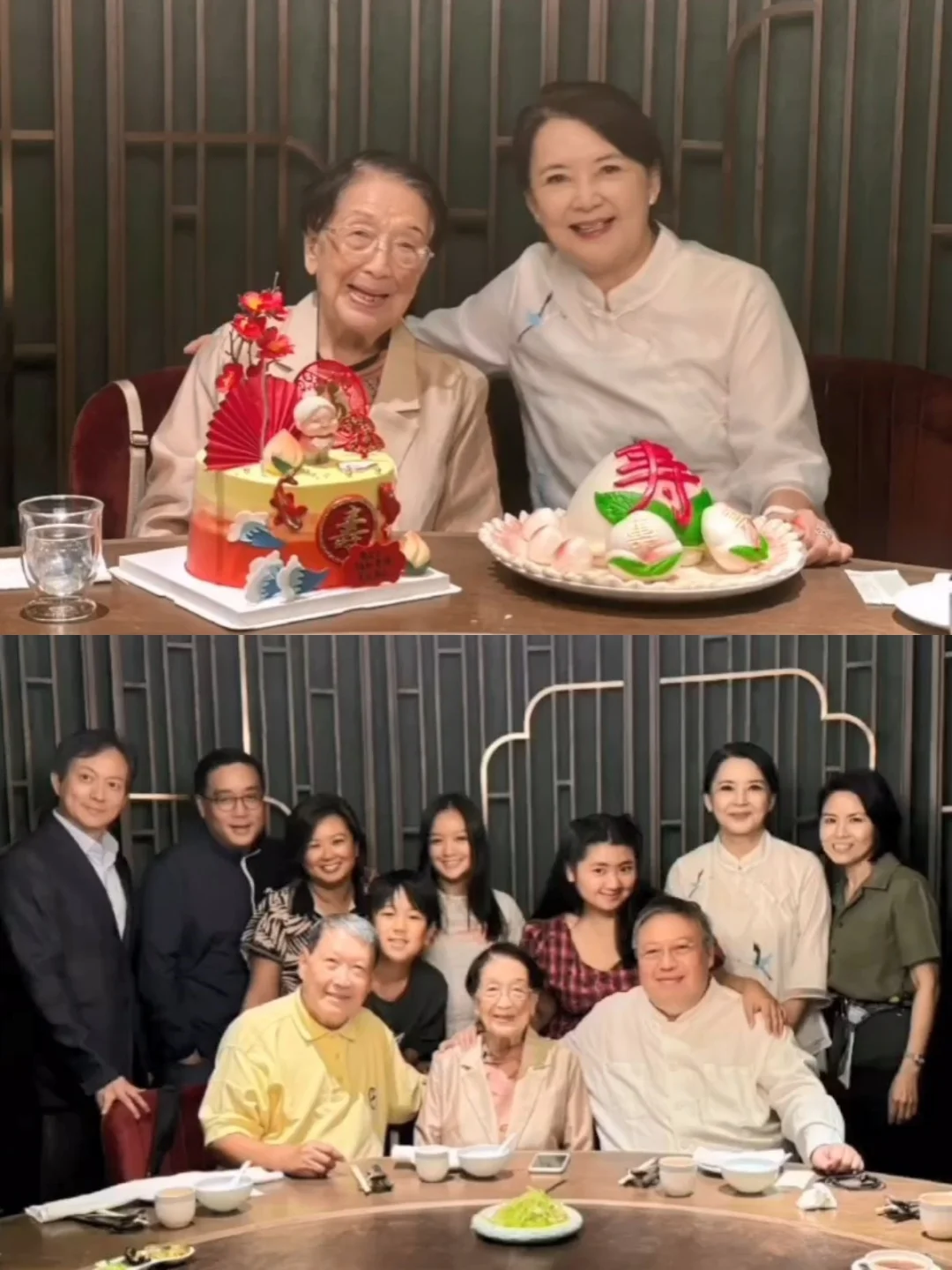 胡慧中晒全家福！婆婆百岁寿宴尽心服侍周到