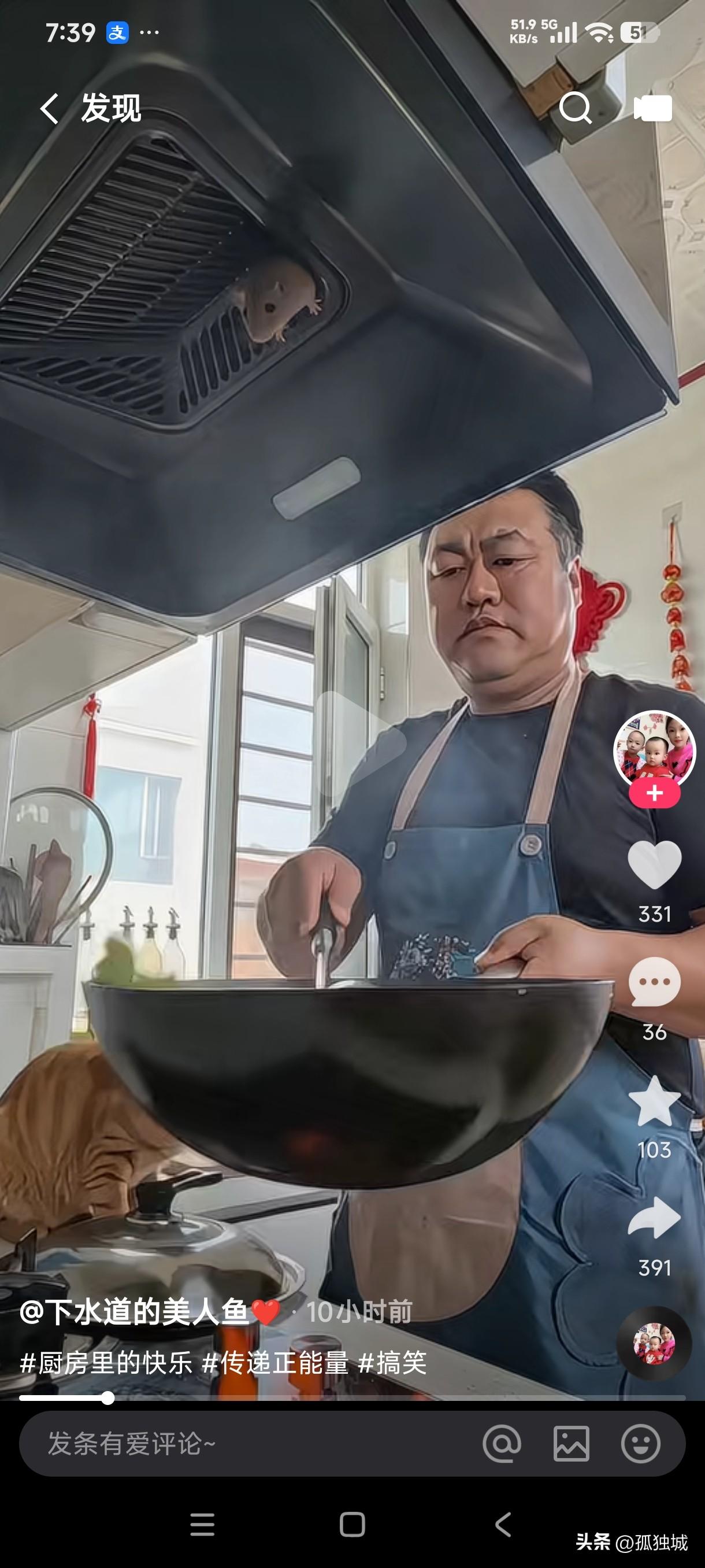 真的不敢相信炒菜时油烟机里突然出来一只老鼠直接掉在了锅里，这菜还能吃吗？这是猫吃