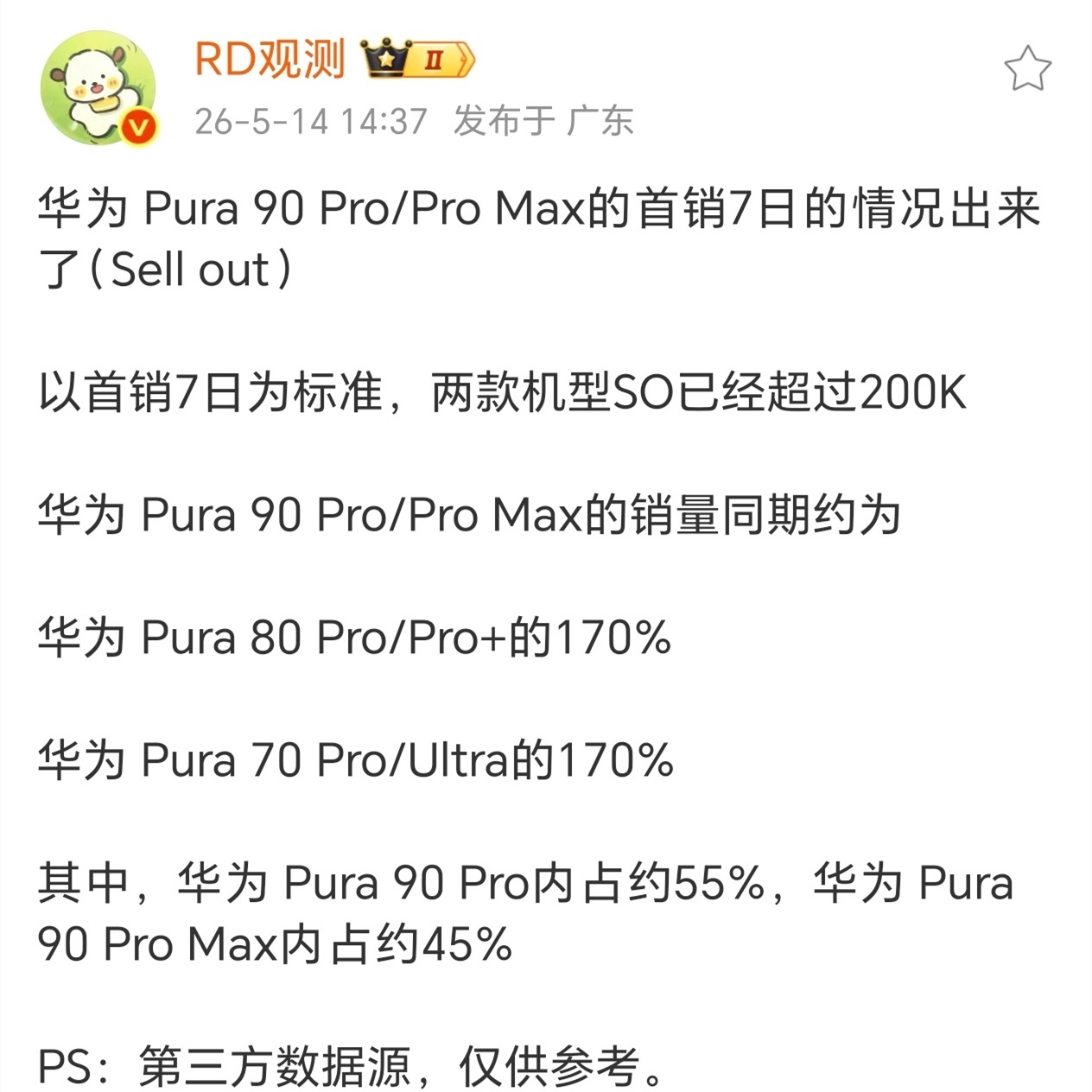 按理说内存涨价，手机厂商新机应该普遍销量不好才对的，但华为Pura90系列却相反