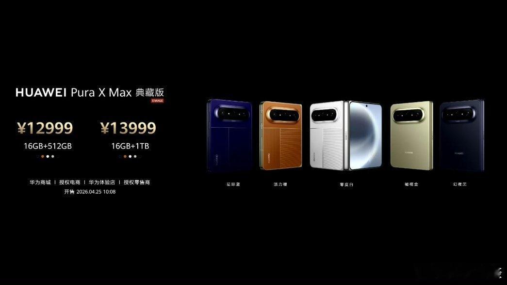 华为Pura X Max价格公布！华为发布会华为PuraXMax价格12 + 2