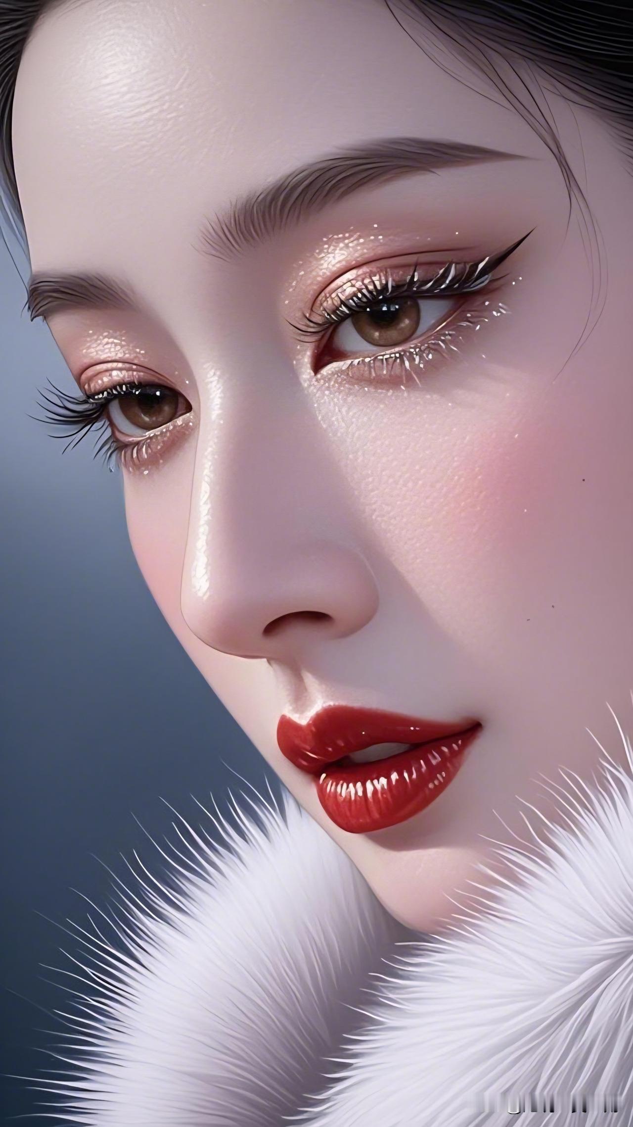 红唇轻启，似有千言。美少女美景分享 精致妆容，红唇诱惑，冬日里的时尚女王💄🌨