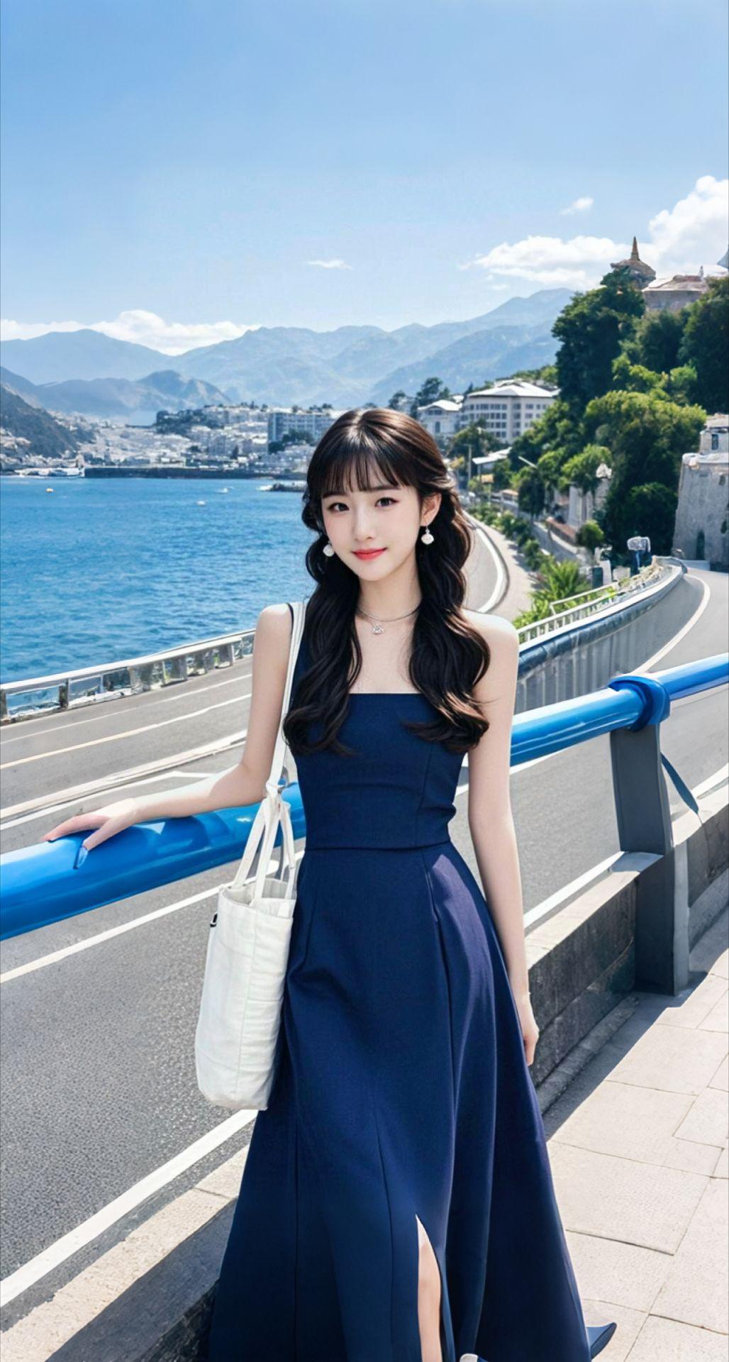 AI扩图 AI海滨佳人