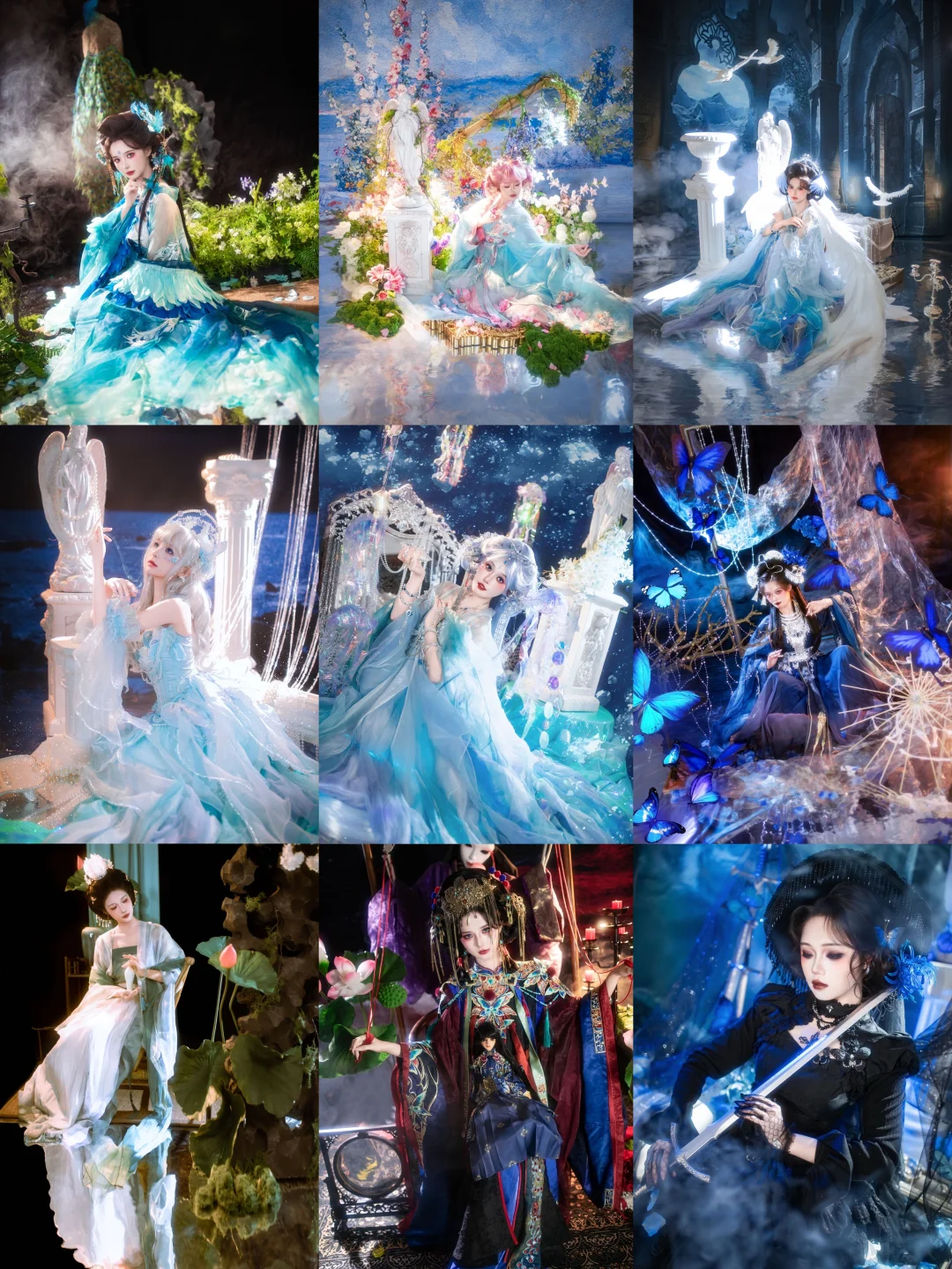 用五彩斑斓的蓝来描绘古风和童话