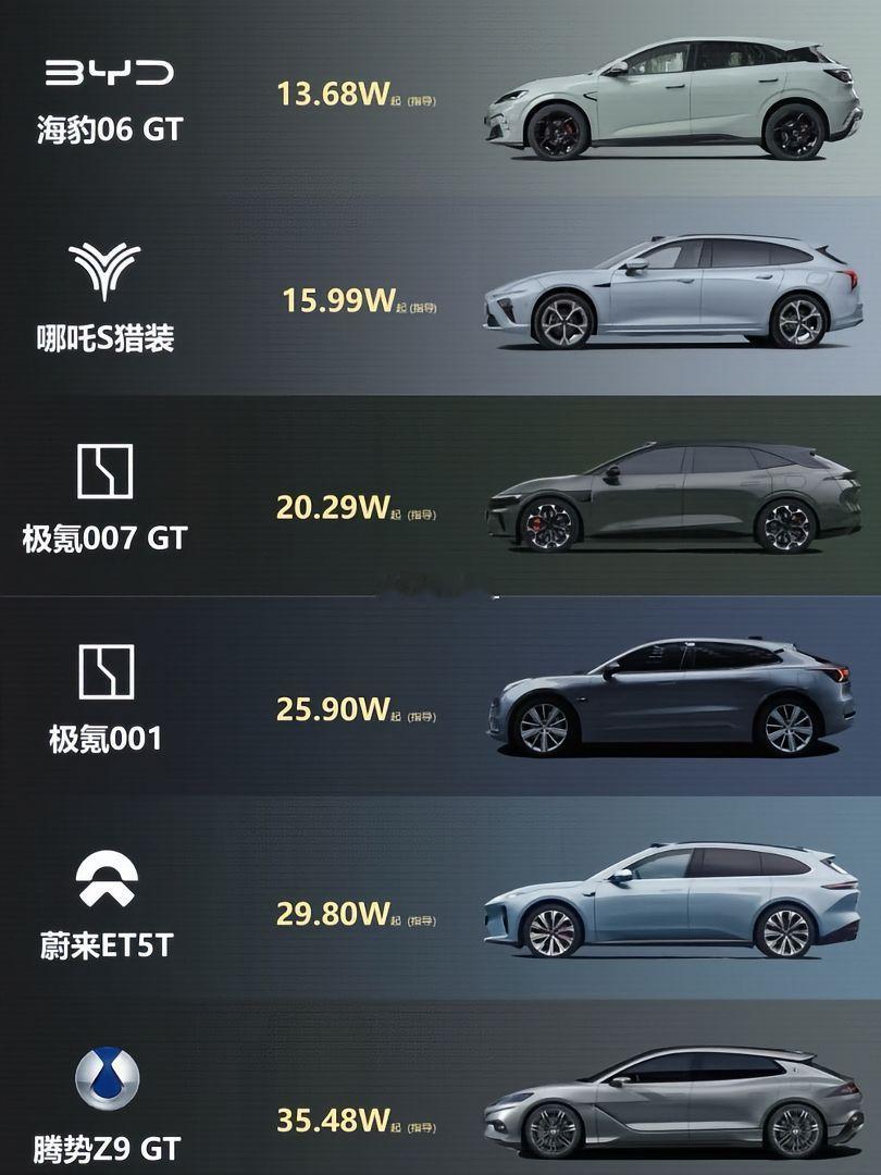 国产车崛起啦！10-40万的国产纯电车，你对哪一款比较心动 海豹06GT 哪吒s