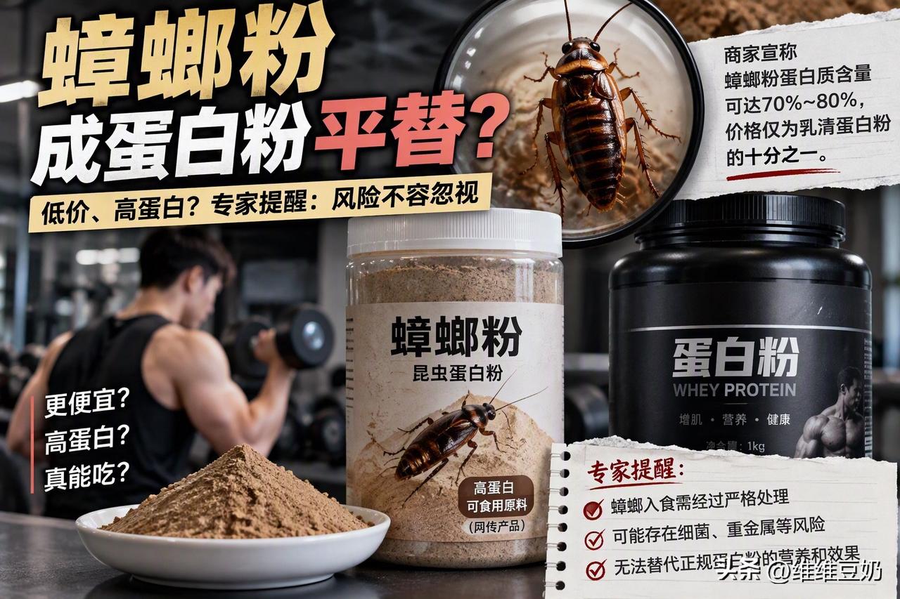 蛋白粉涨价后，蟑螂粉竟被一些人当成了“平替”。

乳清蛋白粉过去两年明显涨价，有