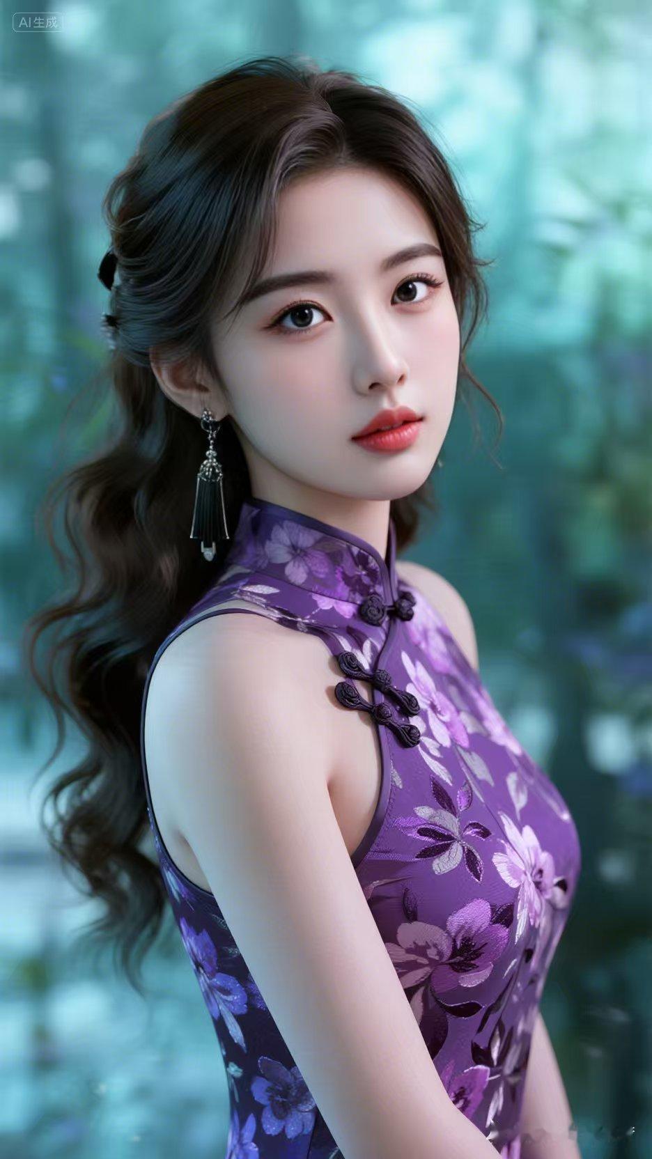 紫衣如梦，花影轻摇，回眸一笑倾城色，温柔似水惹人醉。
