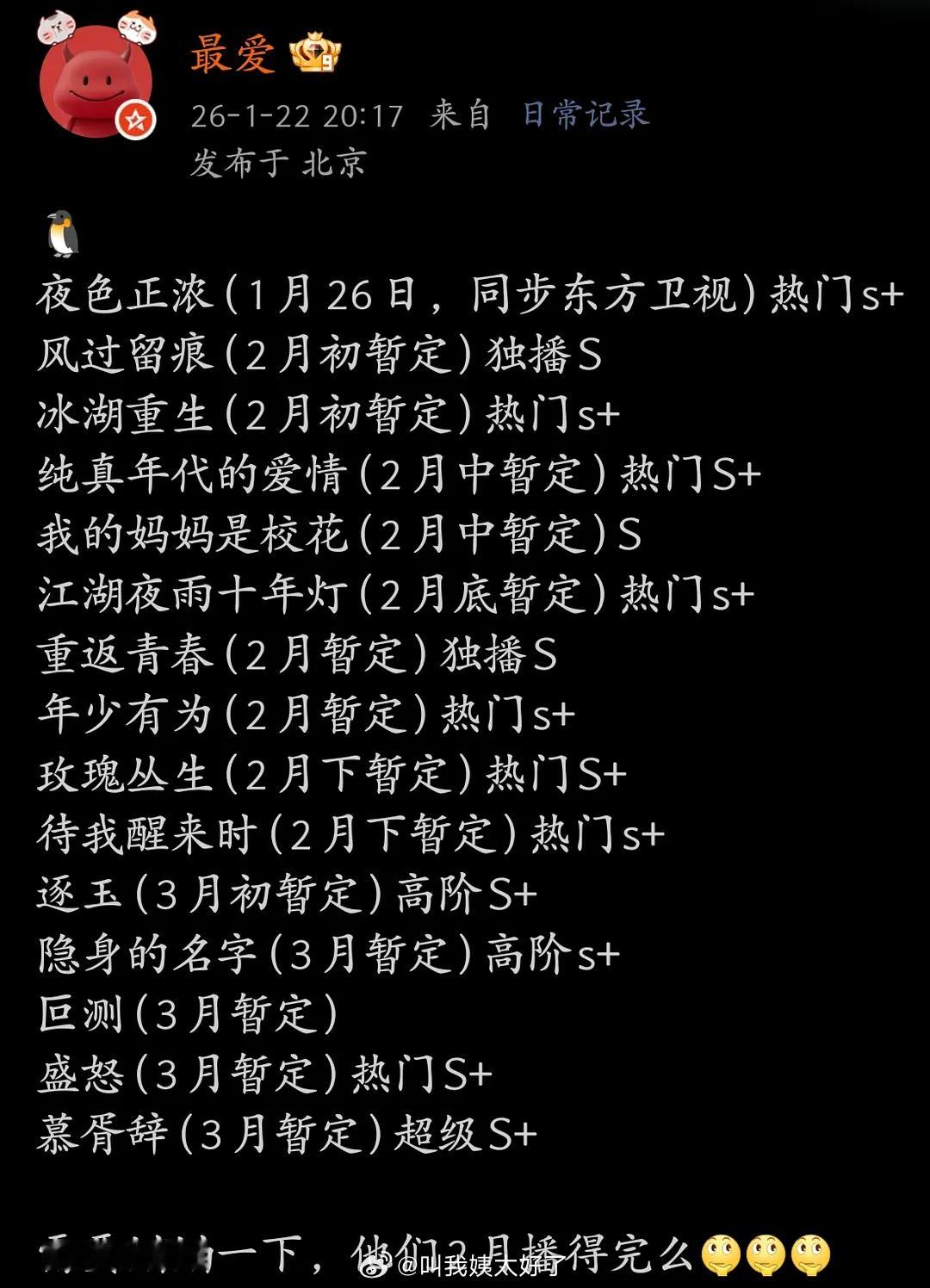 鹅的第一季度排播，只有迪丽热巴、陈飞宇的《慕胥辞》是超S+，看好这部剧吗？ 