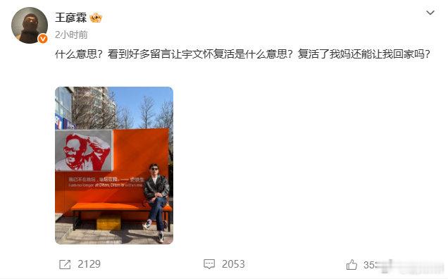 王彦霖回应网友让宇文怀复活这届网友是懂扎心的，一边喊宇文怀复活，一边忘了王彦霖当
