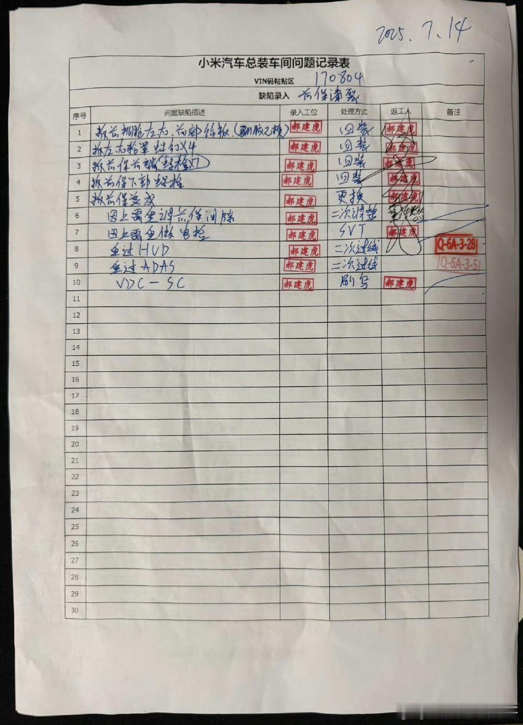 买yu7送原厂维修单新车变维修车？某品牌汽车的客户7月份提车，发现前备箱里有一张