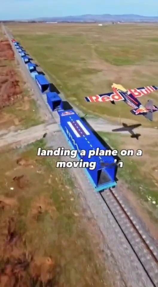 landing a plane on a moving train。