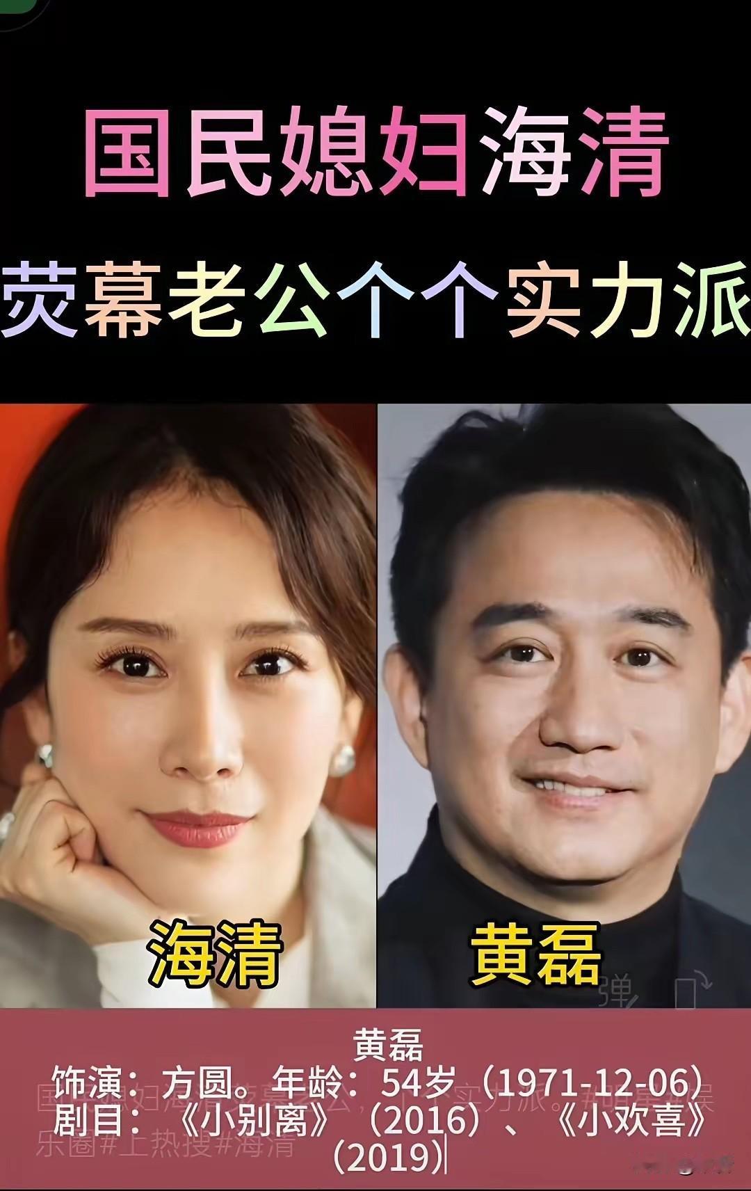 海清7位荧幕老公，黄磊张译林永健涂松岩杜淳，谁跟国民媳妇最有夫妻相？

我最喜欢