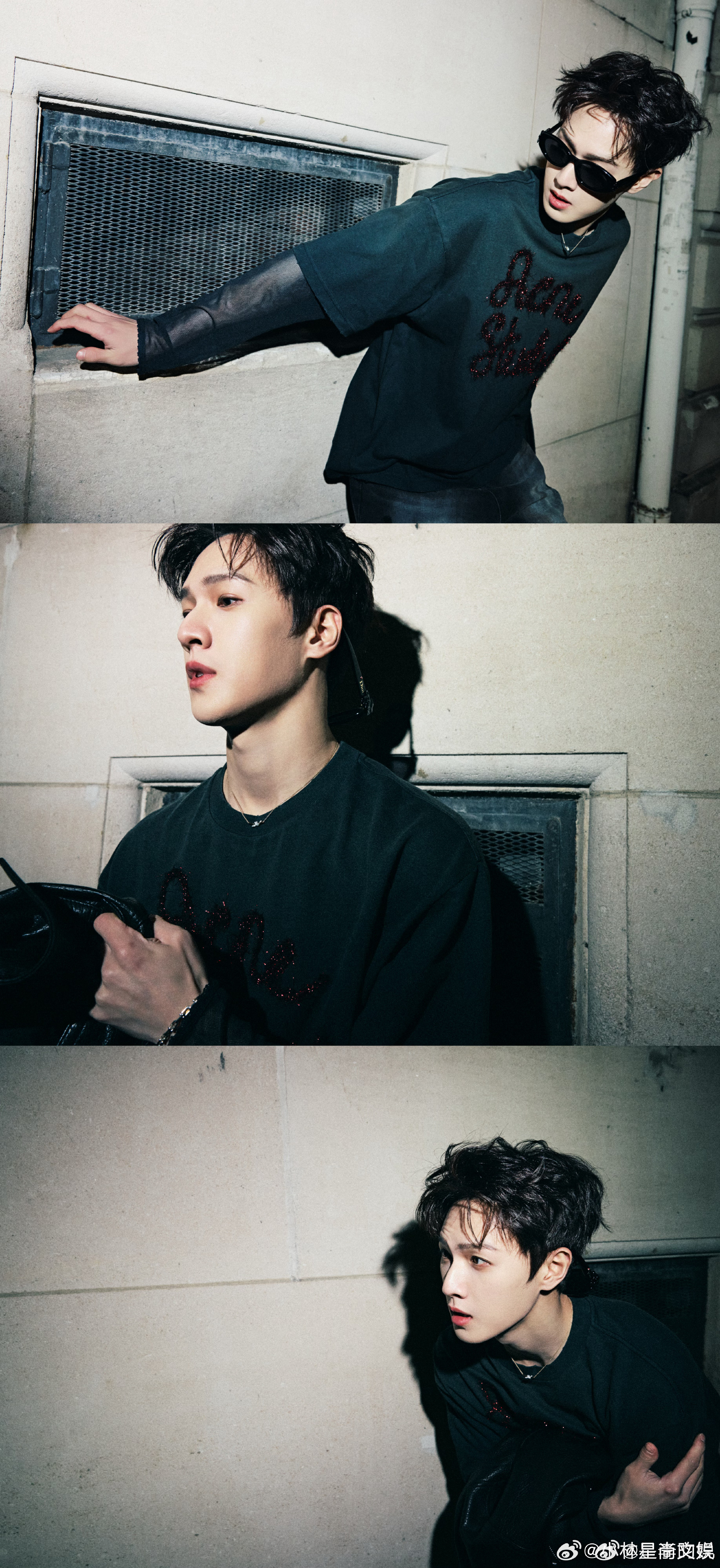 李昀锐墨镜皮衣look李昀锐邢武pro帅我一脸帅得很有冲击力！李昀锐一戴墨镜，邢