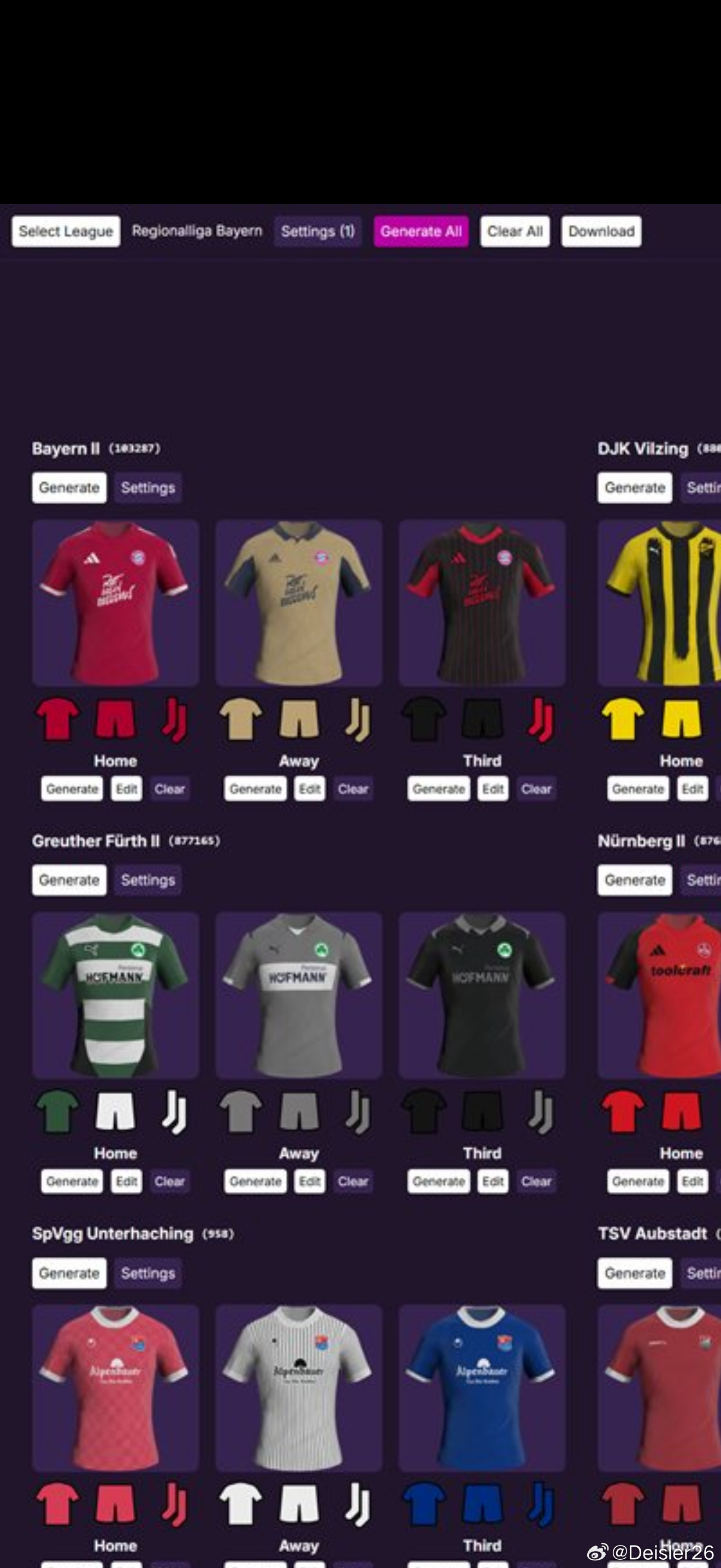 🚨🚨🚨2026-27賽季，拜仁二隊參加德國地區聯賽三款球衣模板曝光🔴⚪️