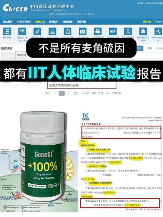 麦角硫因首个IIT人体临床试验报告大公开！