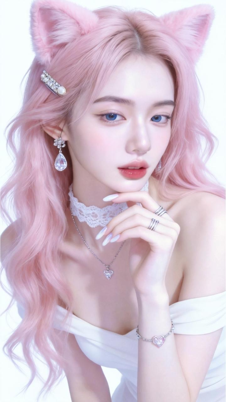 同款特效左下角。甜美梦幻猫系少女妆 猫耳妆造 粉嫩美妆风格
