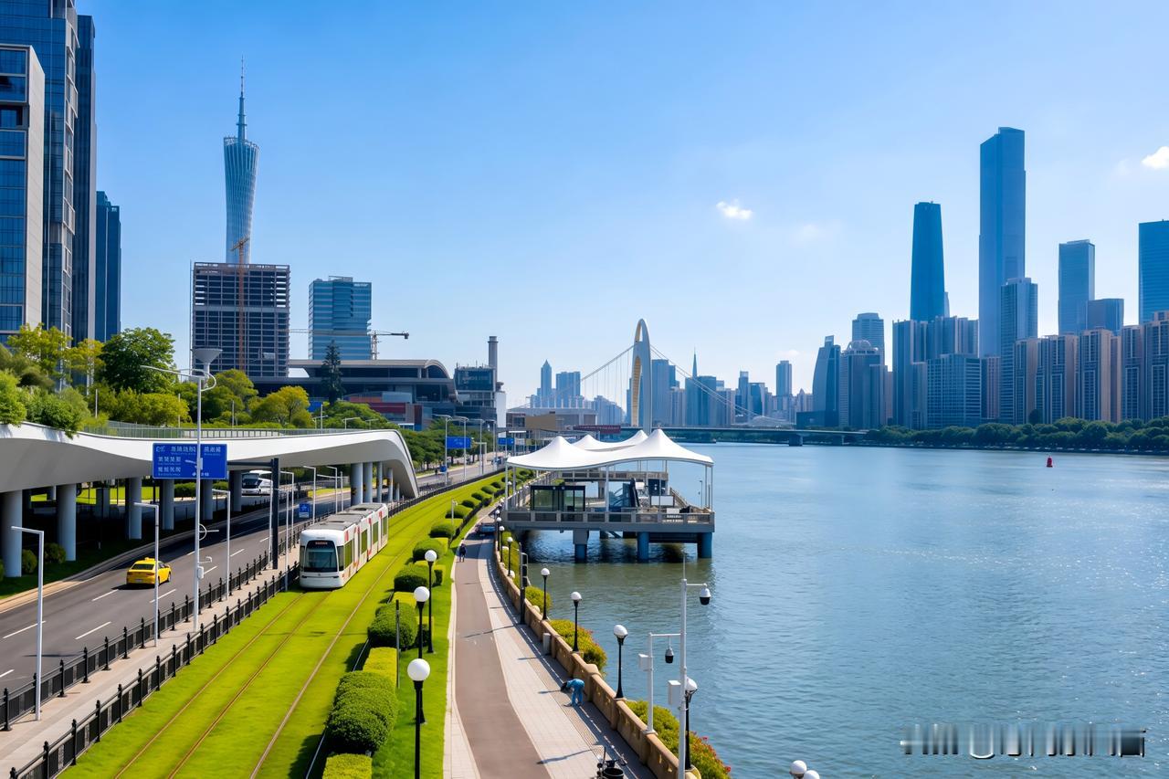 搭乘有轨电车，领略珠江两岸美景
    珠江两岸风光 搭乘有轨电车沿着珠江前行，