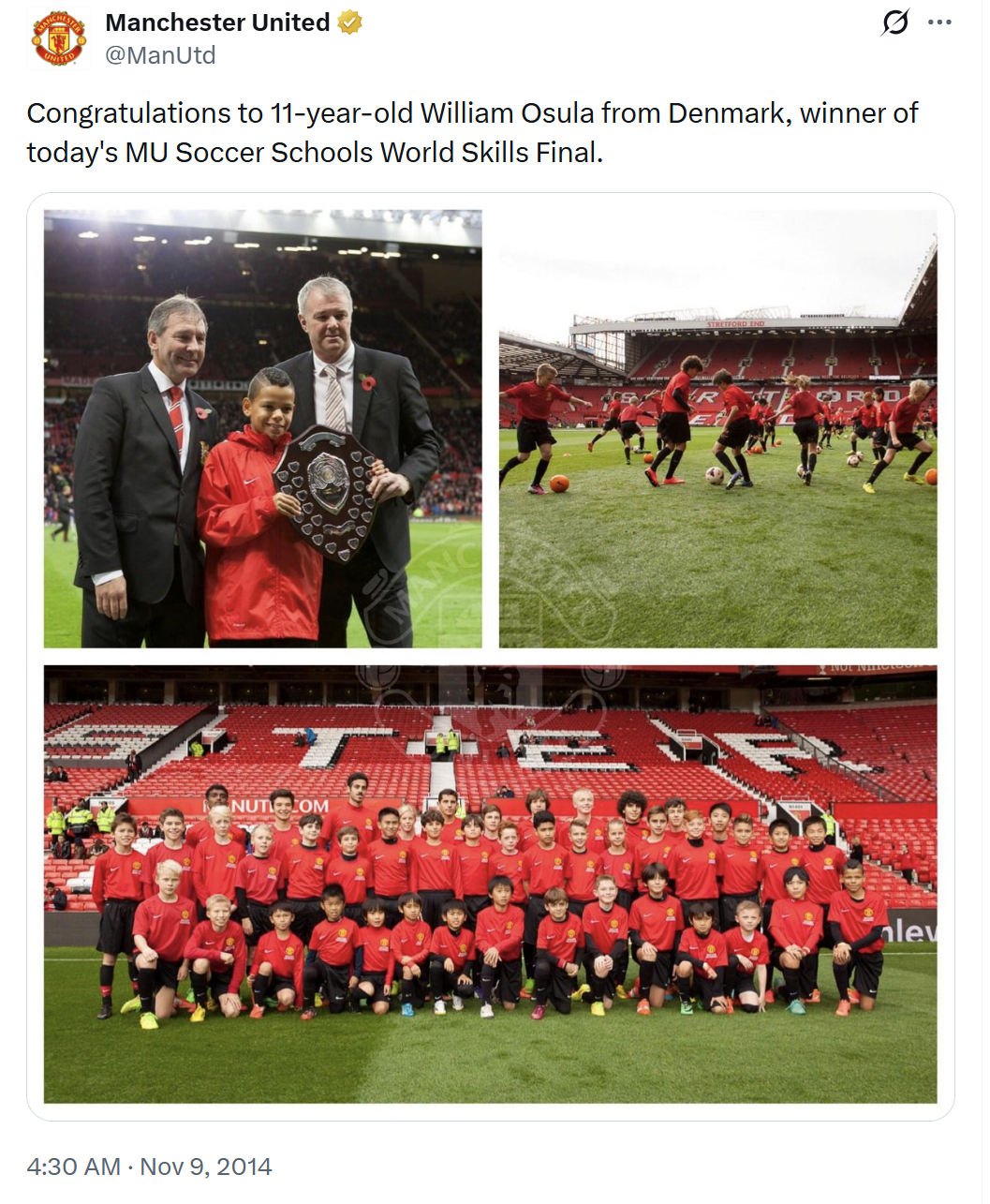 周三晚上，威尔-奥苏拉为纽卡斯尔攻入制胜球，帮助球队战胜曼联。赛后不久，社交媒体