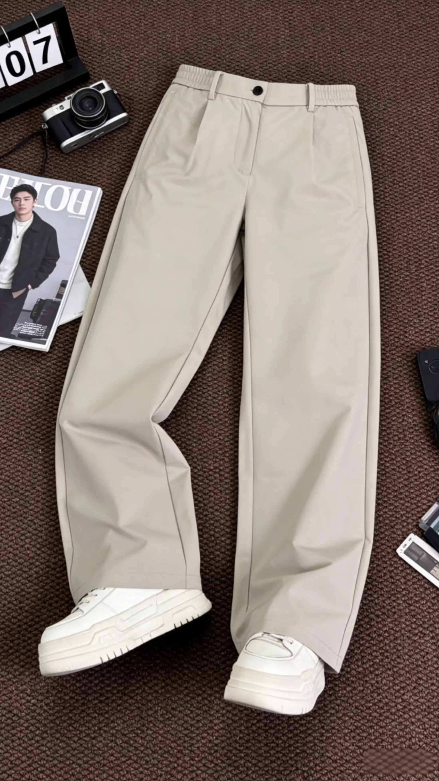 春秋高端男士莫代尔宽松商务休闲裤百搭垂顺显瘦中高腰微阔西裤男