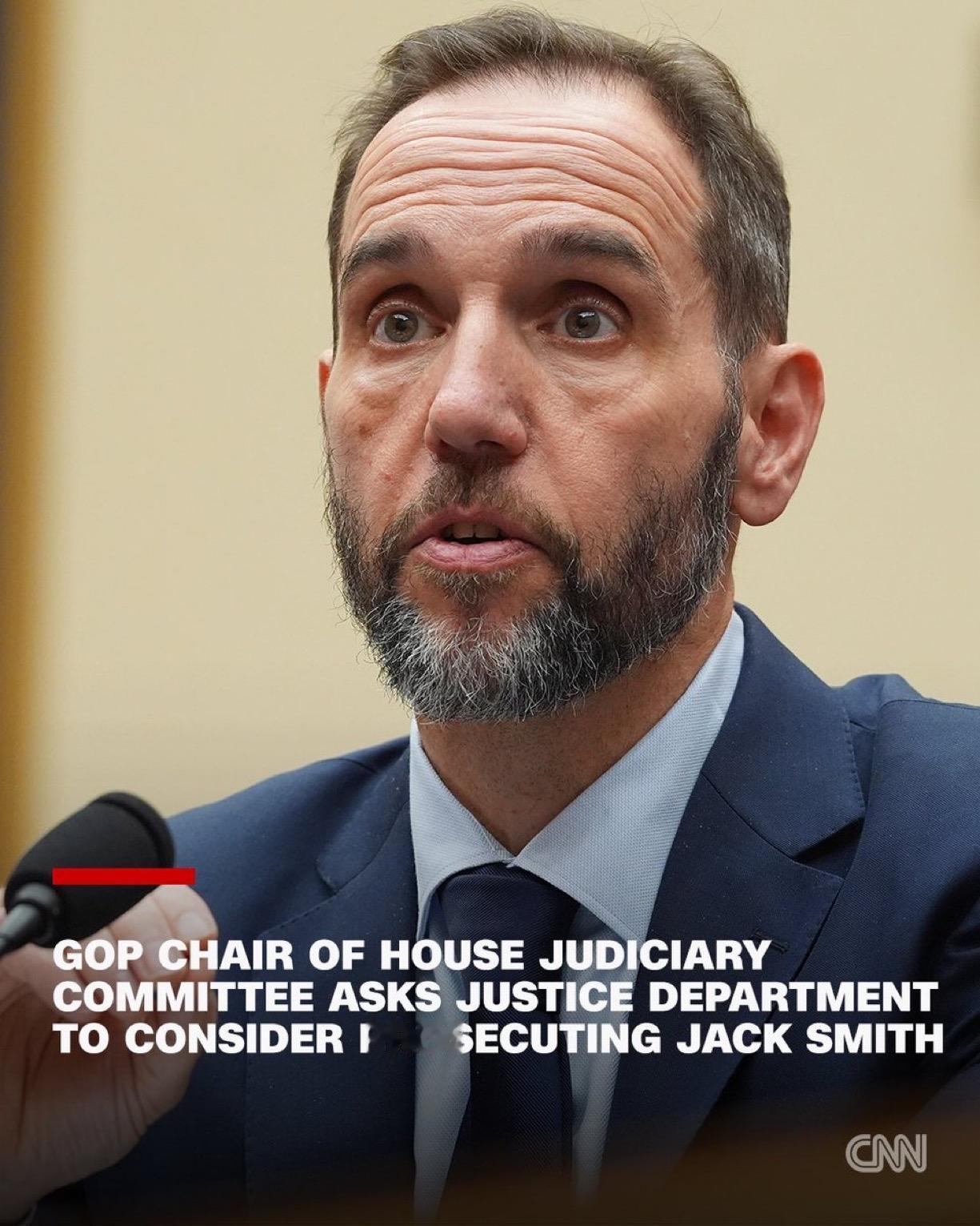 美国众议院司法委员会主席、共和党众议员吉姆·乔丹（Jim Jordan）在一封被