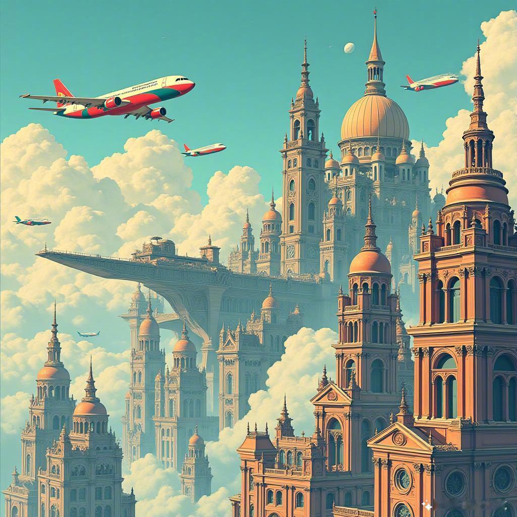 科技与复古的碰撞，真是美妙的奇妙！我在这未来都市里迷失了方向，飞行器的鸣叫声像是