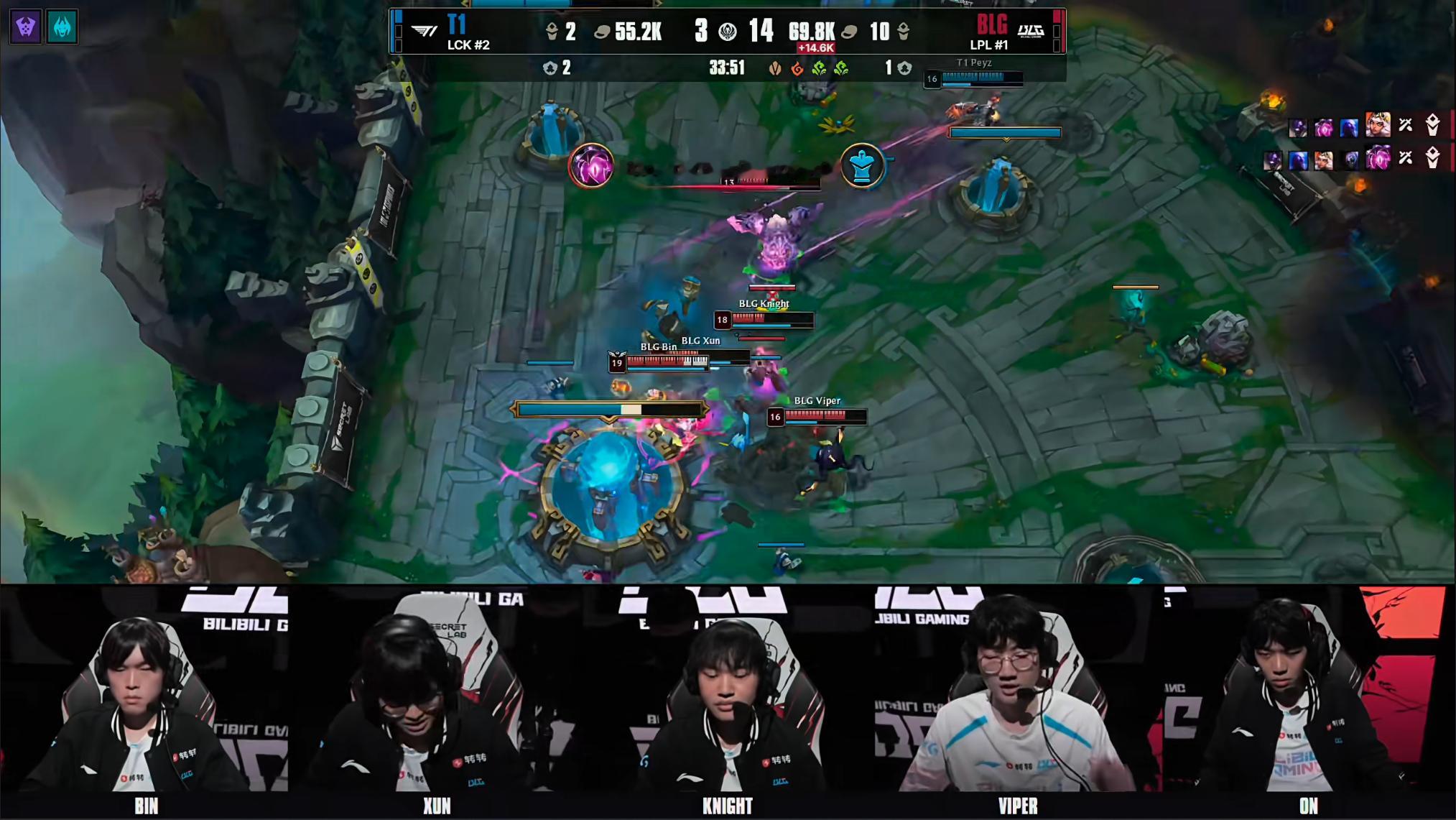 BLG 2-1 T1XUN的惩戒！陌生！并且整体今天状态和节奏是拉满！手大哥一如