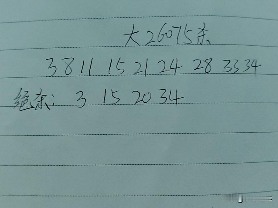 大乐透26075期杀码
03、08、11、15、21、24、28、33、34
绝