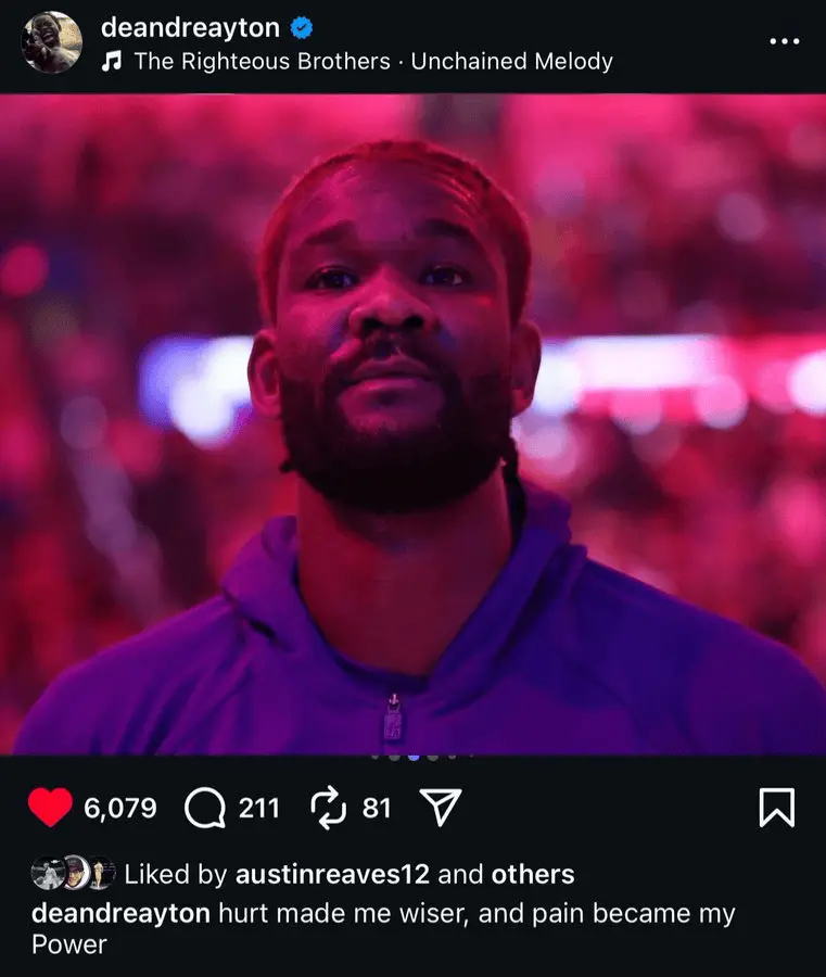 艾顿更新动态：“伤痛让我更清醒，痛苦化作我的力量。”