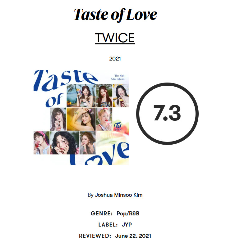 知名乐评平台Pitchfork最近一次对KPOP大热艺人的评分一览1️⃣newj