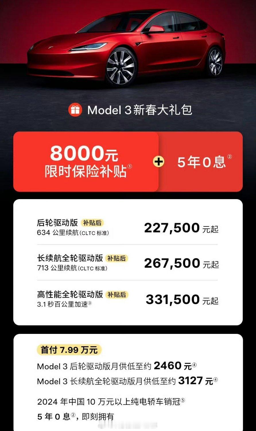 特斯拉Model3降价8000元 感觉特斯拉定价和玩一样起起伏伏，说不定过几日降