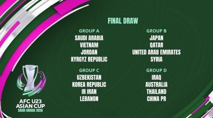 U23亚洲杯分组出炉 | U23国足与澳大利亚同组 2026沙特U23亚洲杯抽签