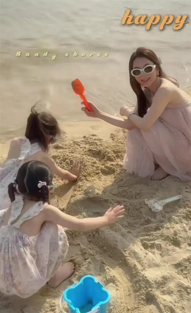 方媛晒海岛亲子照，大女儿郭咏希颜值惊艳，完美继承天王基因 