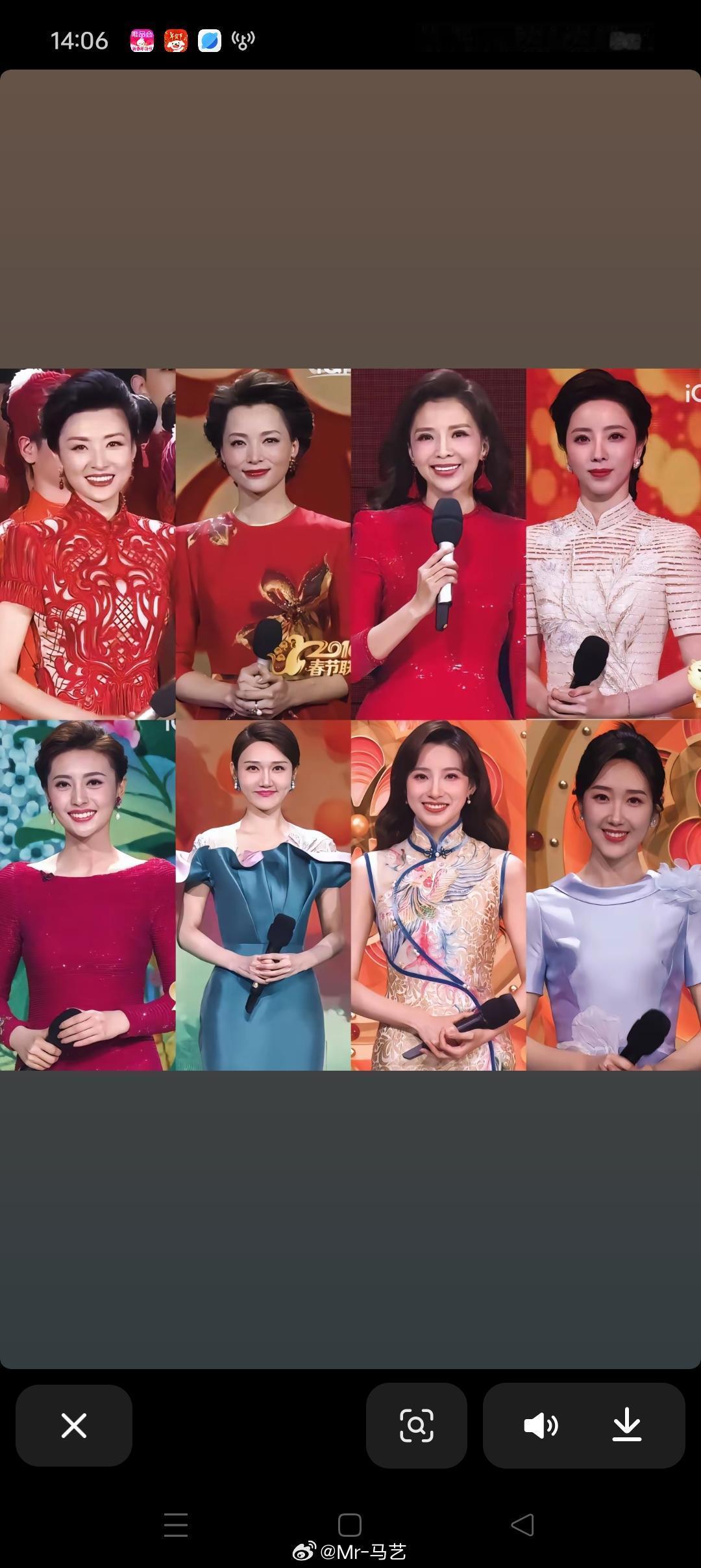 老一辈的退出了主会场，新一辈的接班! 上排:周涛，董卿，朱迅，李思思下排:张舒越
