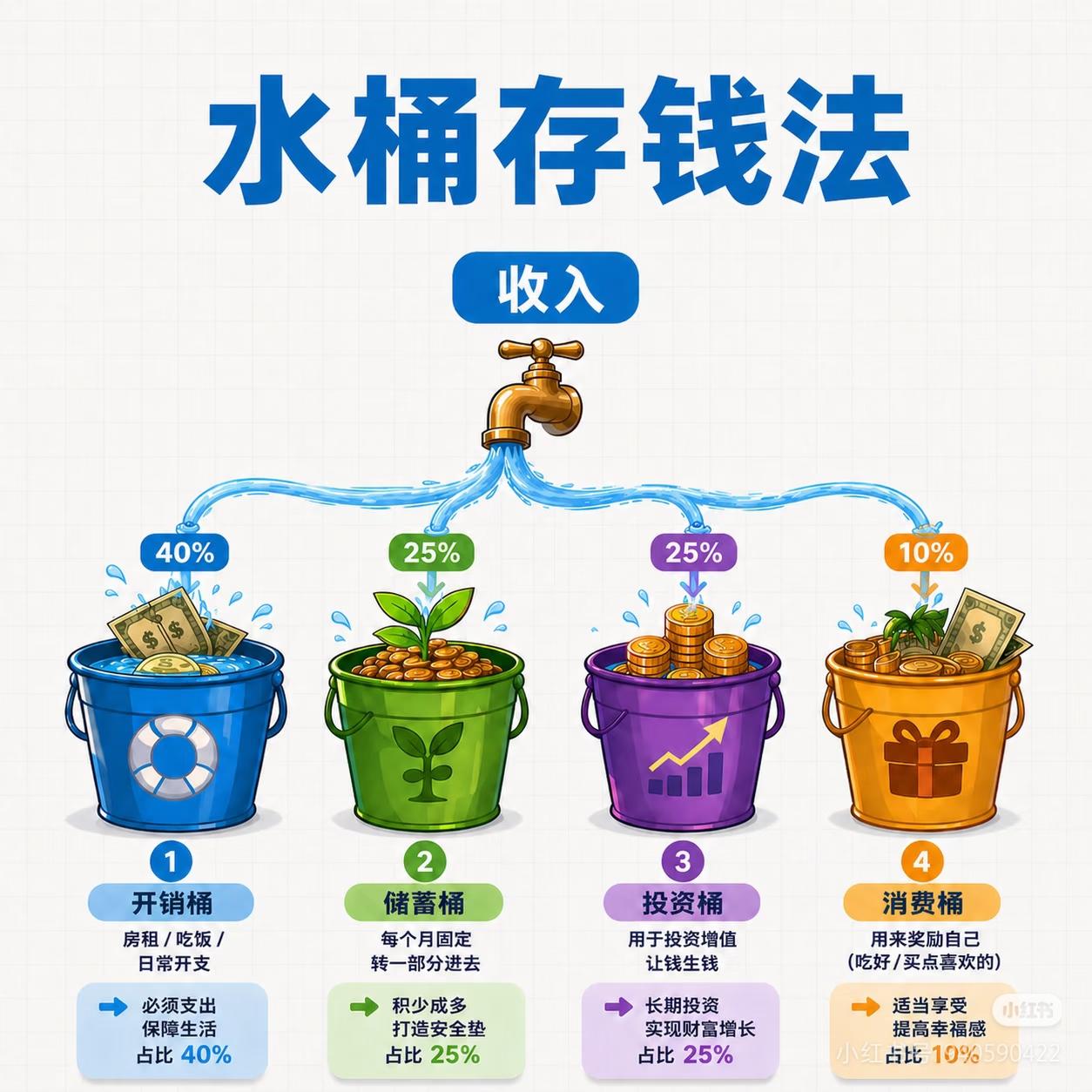 月薪再低，也能靠这4个“钱桶”翻身
 
巴菲特说：“我们不是靠预测市场赚钱，而是