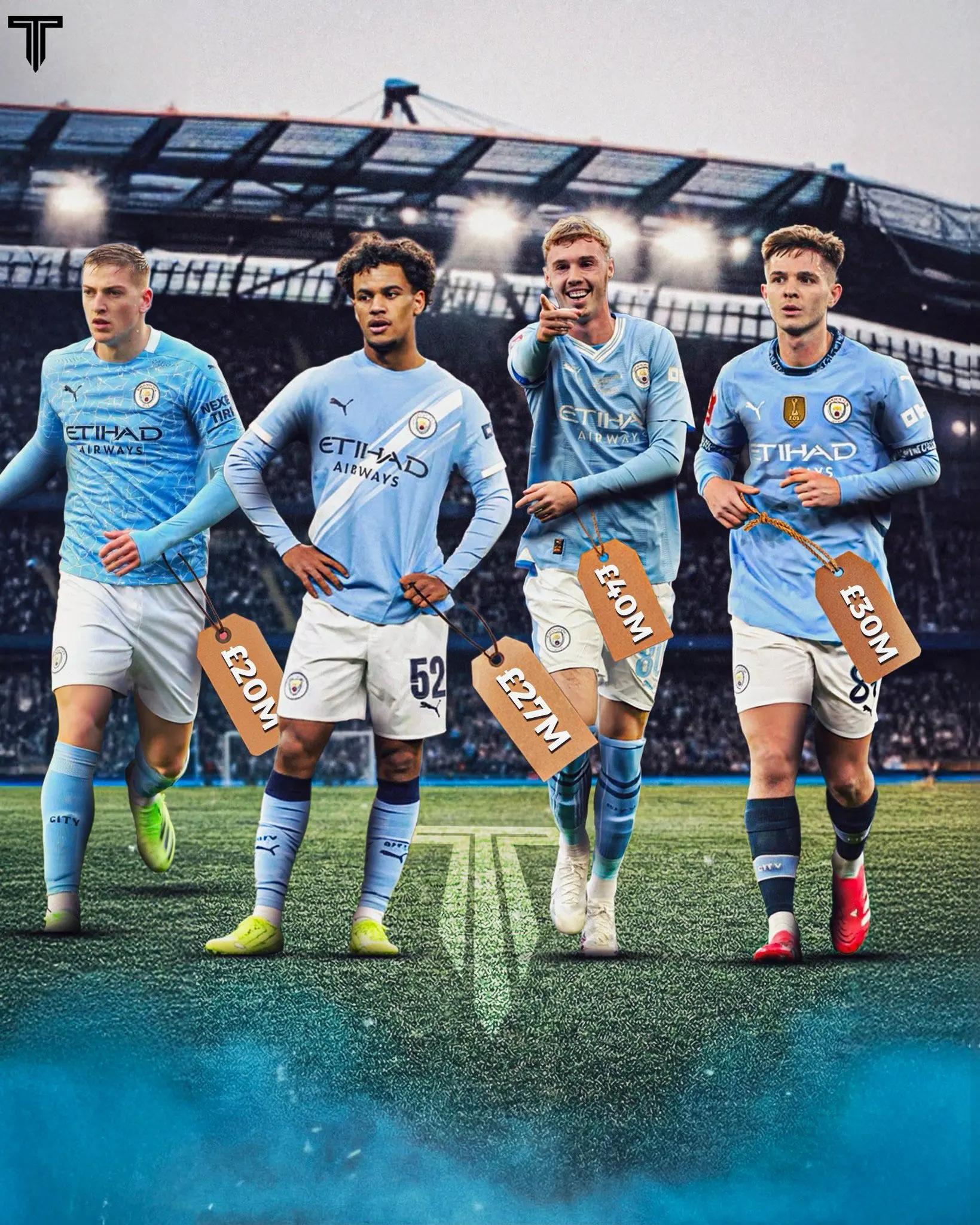 曼城靠“青训造星+精准出售”的模式，把青训做成了稳定的纯利润引擎，你提到的四笔交