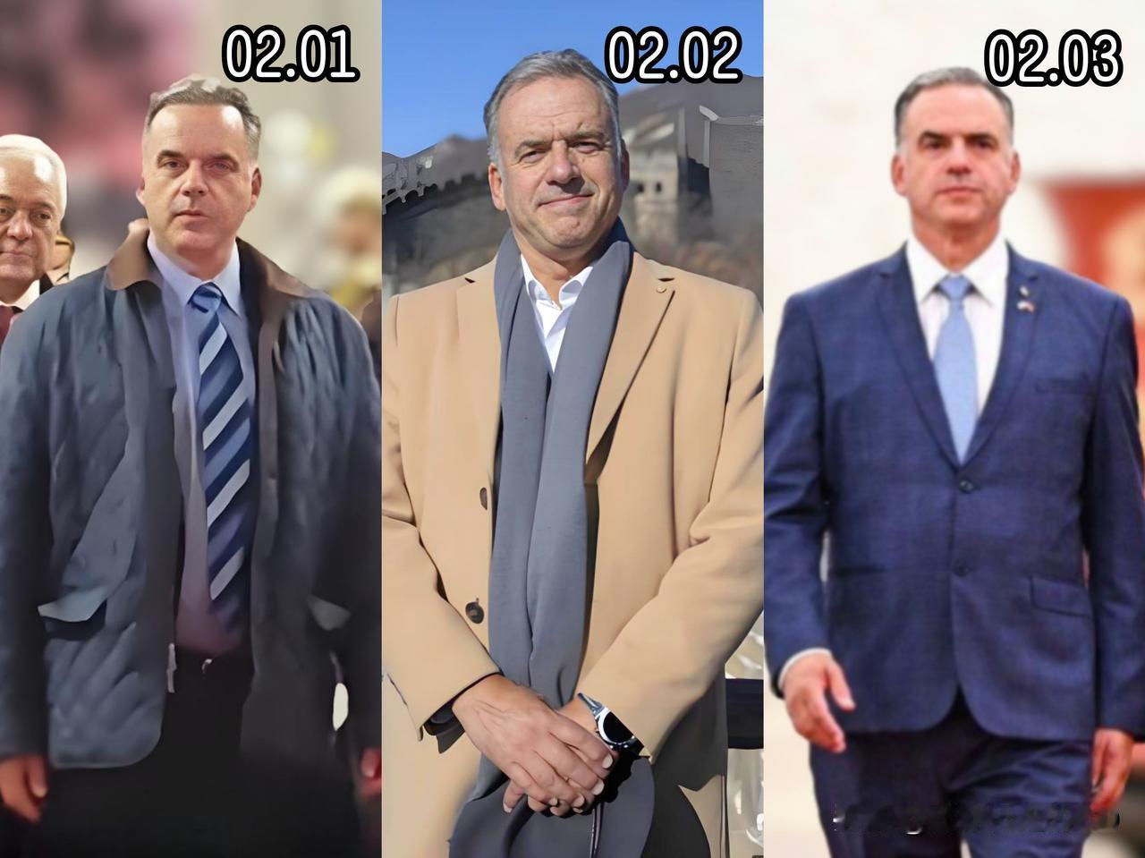 乌拉圭总统奥尔西很会穿...3天3种穿搭，真的很讲究！
第一天，初抵北京，因天气