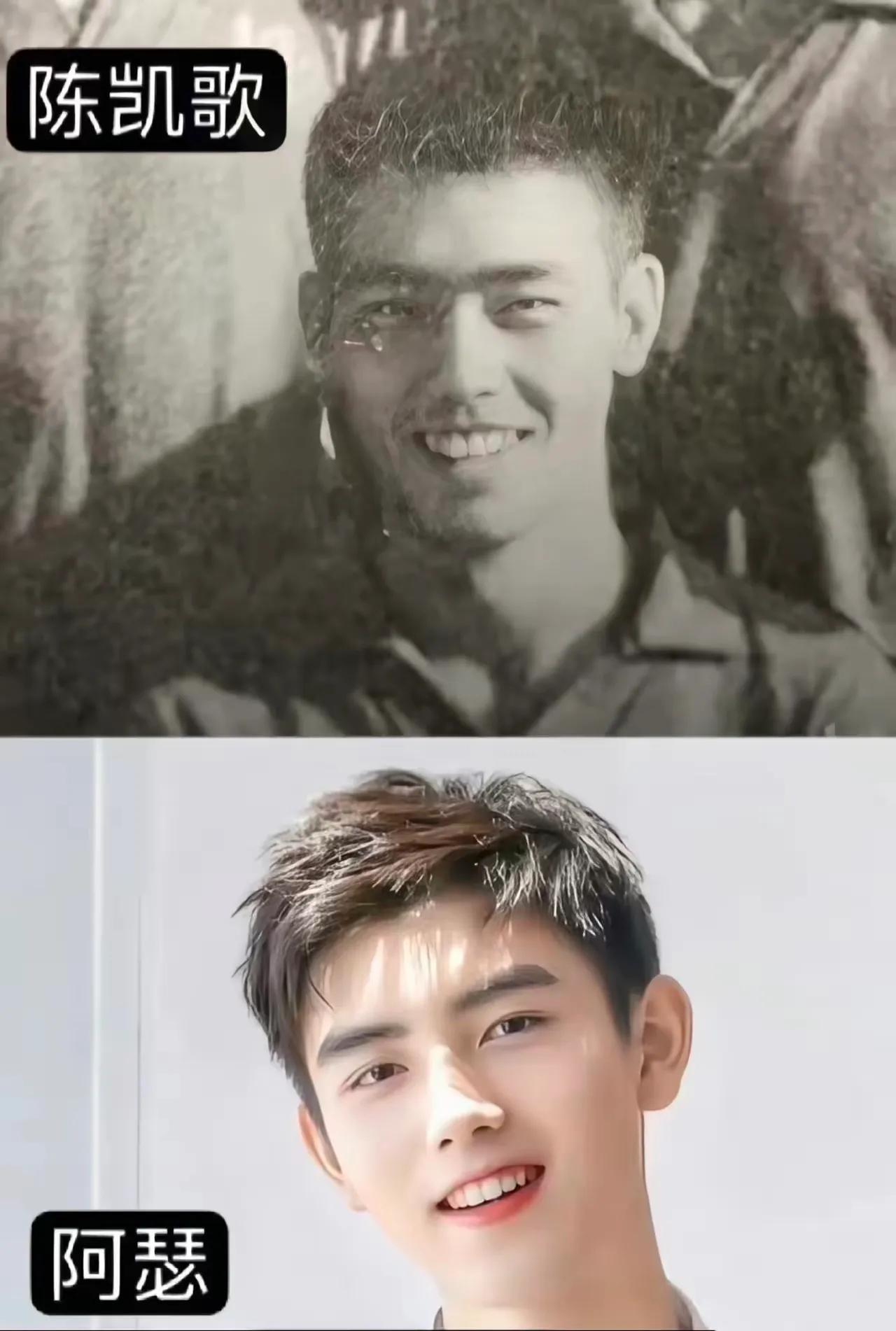 说实话
这爷俩基本上长得一模一样
但是论帅
我还是感觉陈凯歌比他儿子帅气
你们觉
