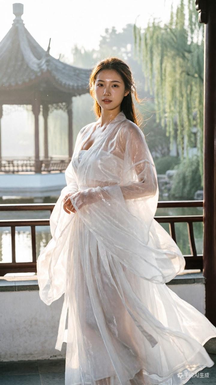 “水墨江南，白衣少女，梦回千年”🌸🏯