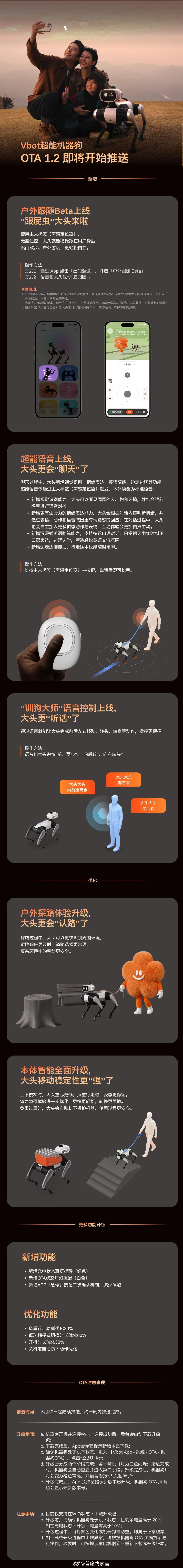 Vbot OTA 1.2 开始陆续推送！本次 OTA 包含户外跟随 Beta 版