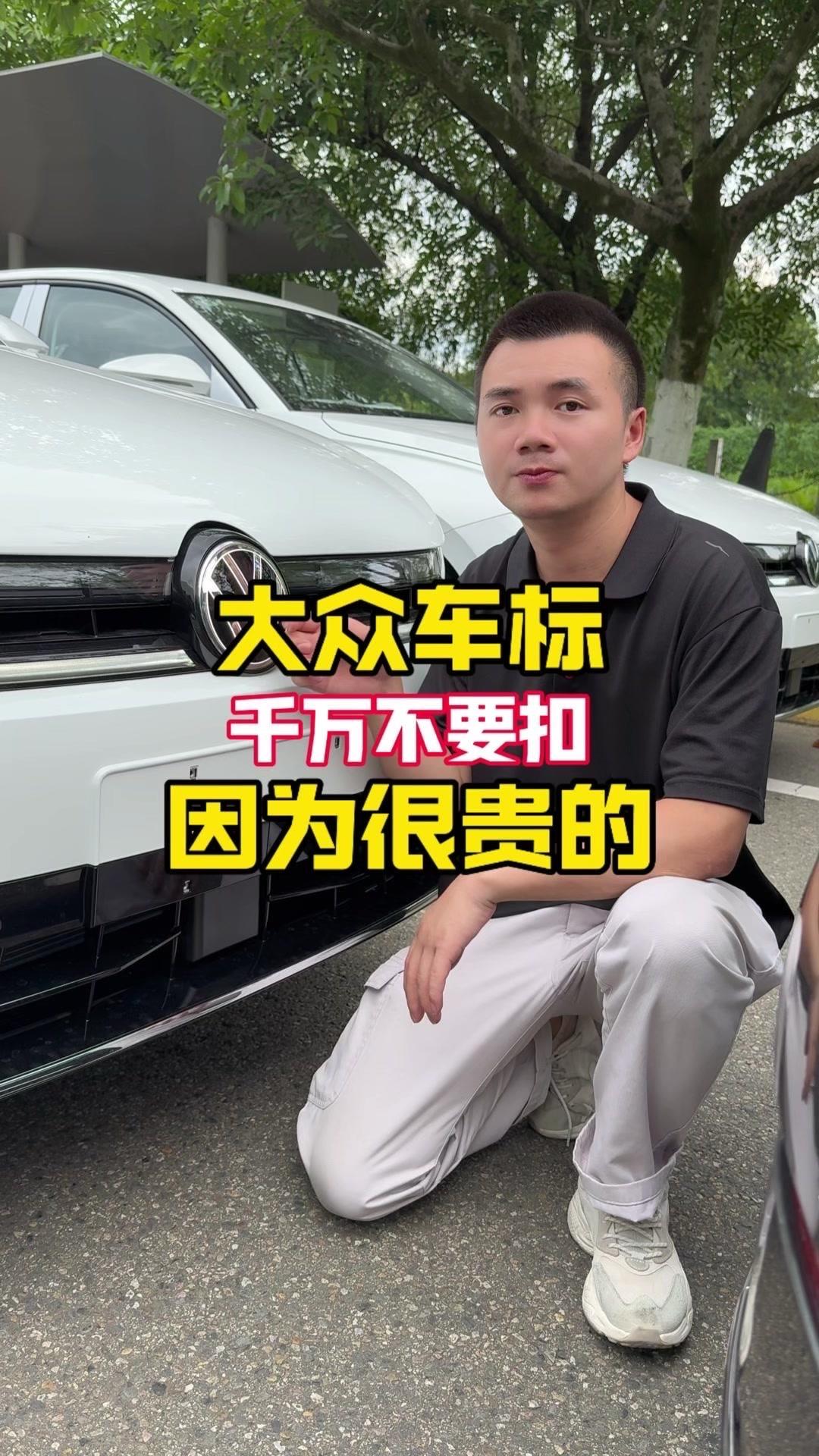 🚗大众车标千万不要扣！这个车标很贵，千万不能抠哦！这里有四个大红标，都是不同的